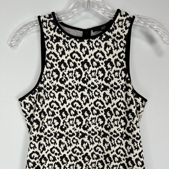Tibi Womens Snow Leopard Knit Tank Dress Black White Sleeveless Sheath size 2 - Picture 3 of 13
